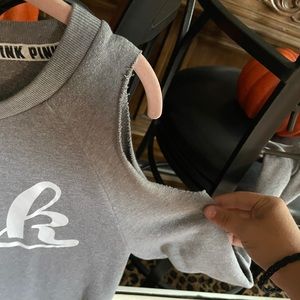 size large pink shirt shoulders cut out